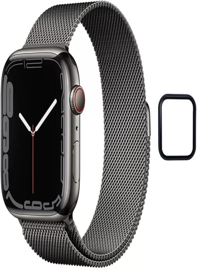 Dado Milanese Loop Strap for Apple Watch 8 | 7 | 6 | 5 | 4 | 3 | SE, Stainless Steel Mesh type Band with Add on Screen Protector